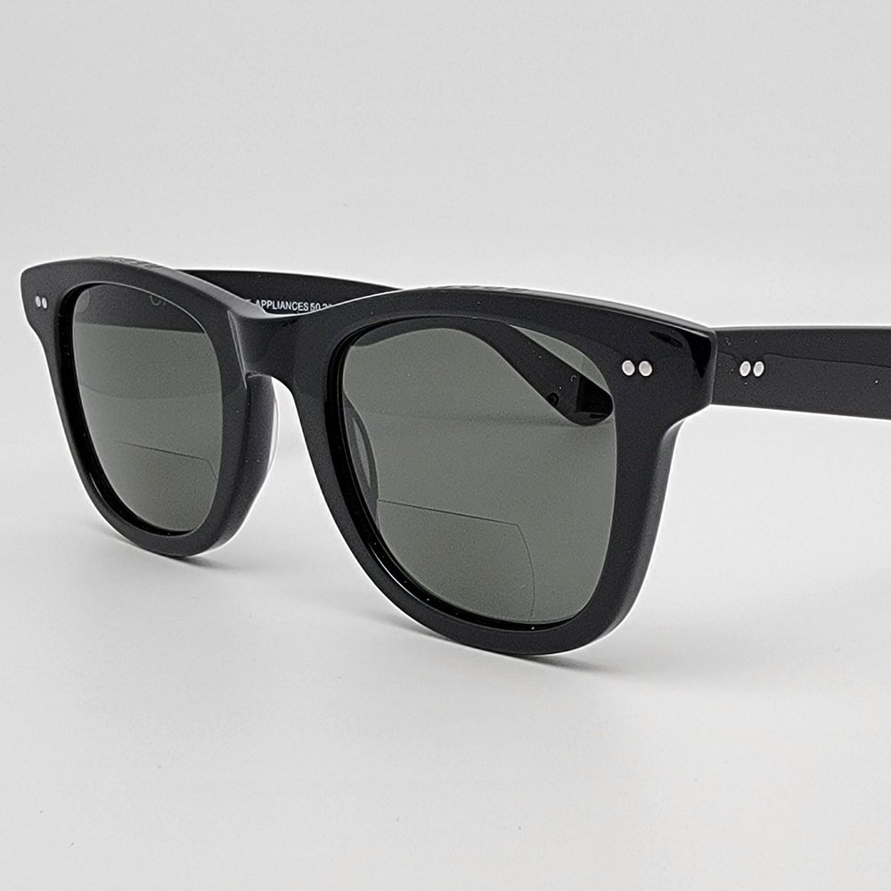 Caddis The Porgy Gloss Black Frame Polarized Bifocal 1.50 Grey Lens Sunglasses